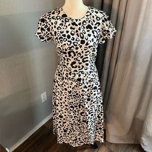 Animal print linen midi dress
